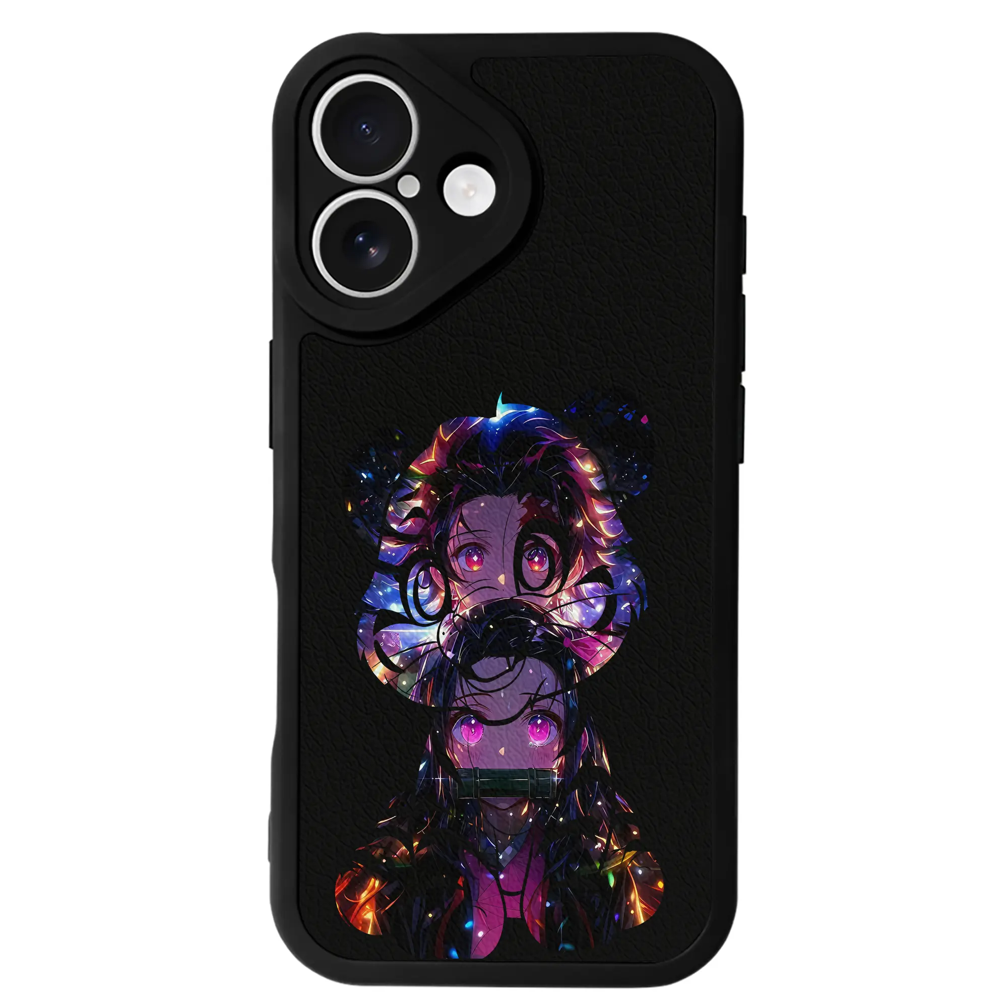 鬼滅の刃 グッズ,竈門 禰豆子 - IPhone 16シリーズ対応 ・ シリコンスマホケース ・ レザー調 ・ 高精度フィット ・ 耐衝撃 ・ ワイヤレス充電対応 ・ 精密カット